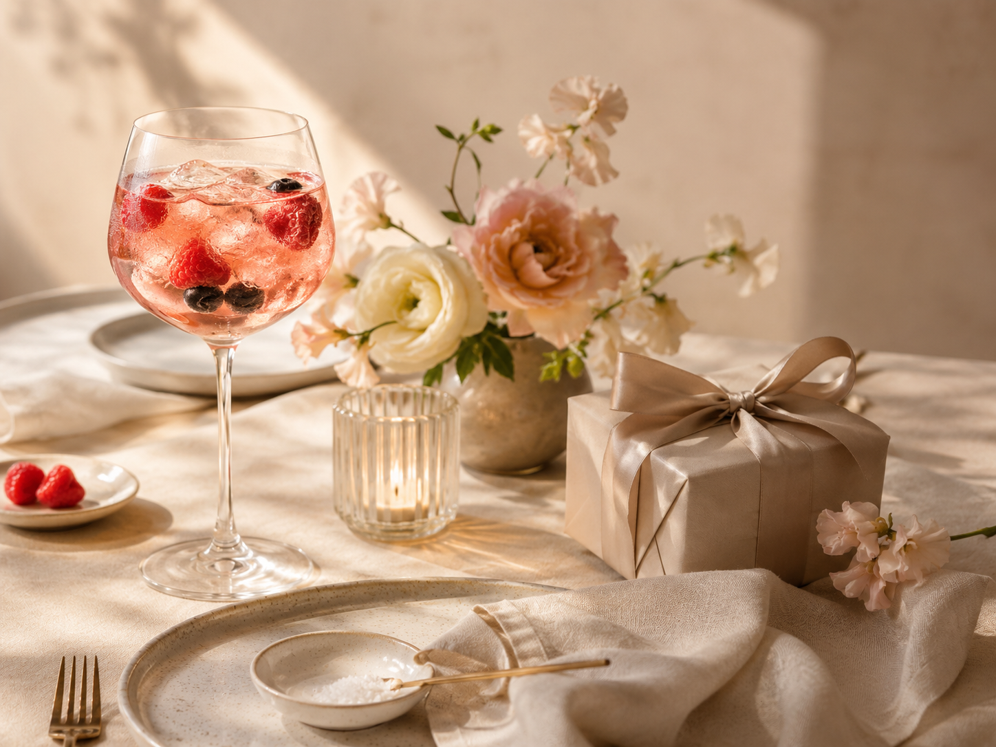 Stilvoll gedeckter Tisch für eine private Feier im Atelier Trefflich